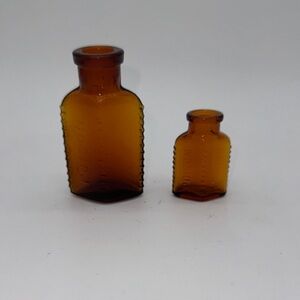 Amber 3-Sided Poison Bottles Triangular Flat Back Amber Poison Bottles Set of 2